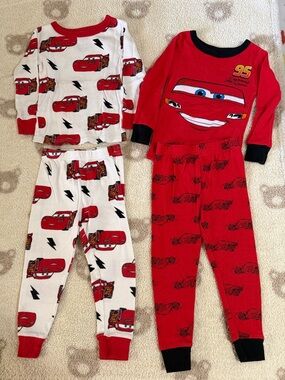 Toddler Disney Pixar Cars Lightning McQueen Pajama Set - Red & White 3T